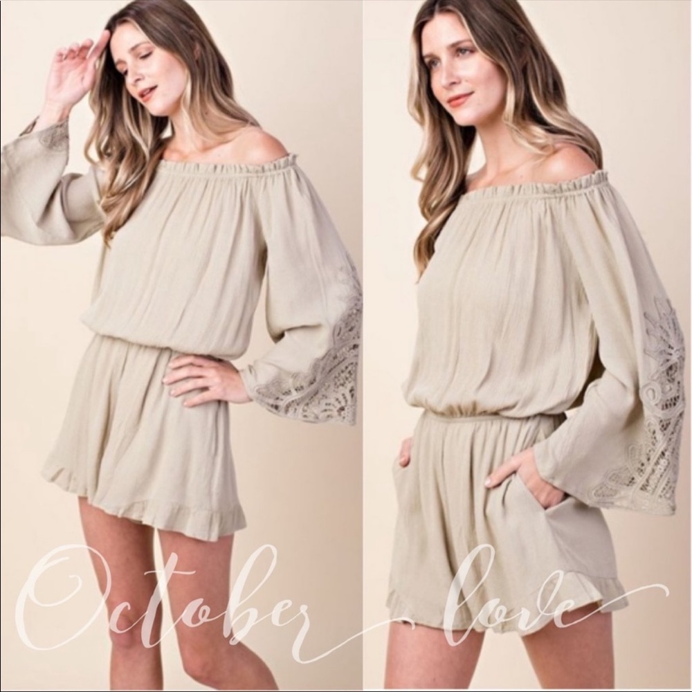 CHARMING Lace Trim Rompers